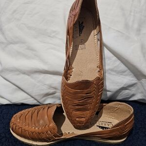 Brown Leather Huarache Sandals
